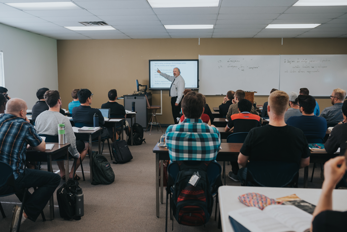 New Smart Classroom - Dr. Baugh teaching off of Smart Board